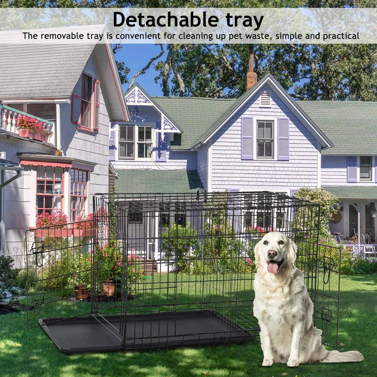 48 inch Double-Door Dog Cage M97812