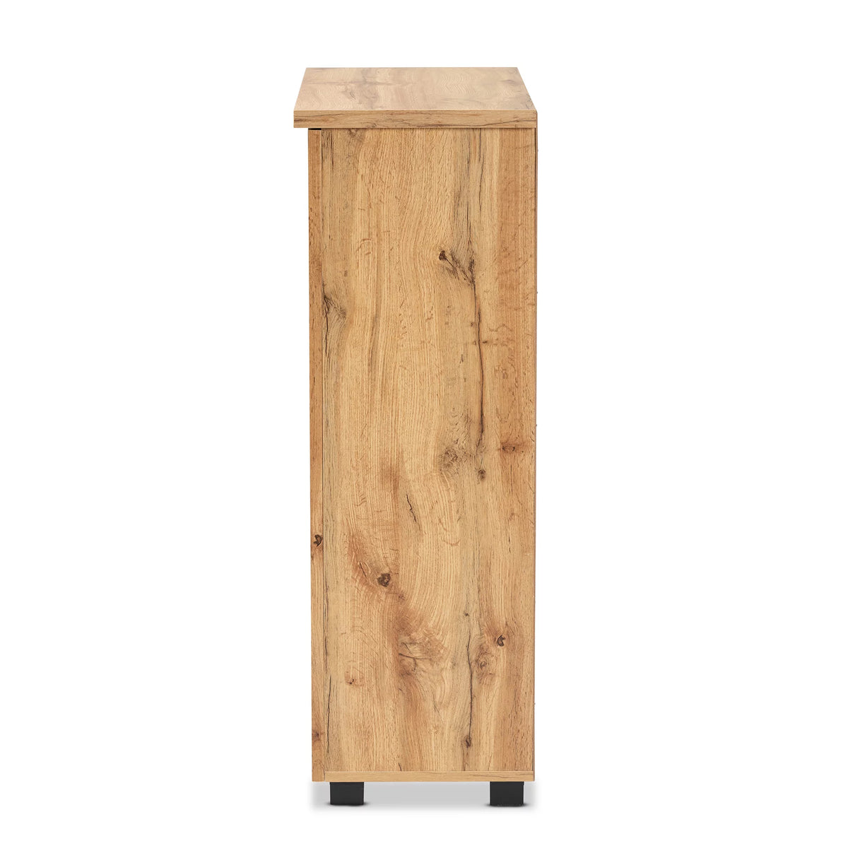 Oak Brown Finished Wood 2-Door Shoe Storage Cabinet R52102