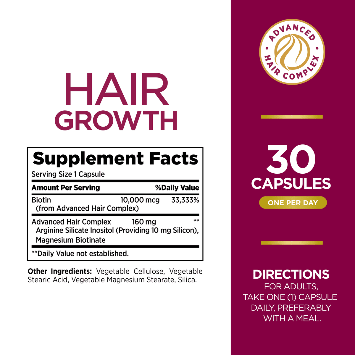 Biotin Hair Growth Supplement 30 Capsules A81333