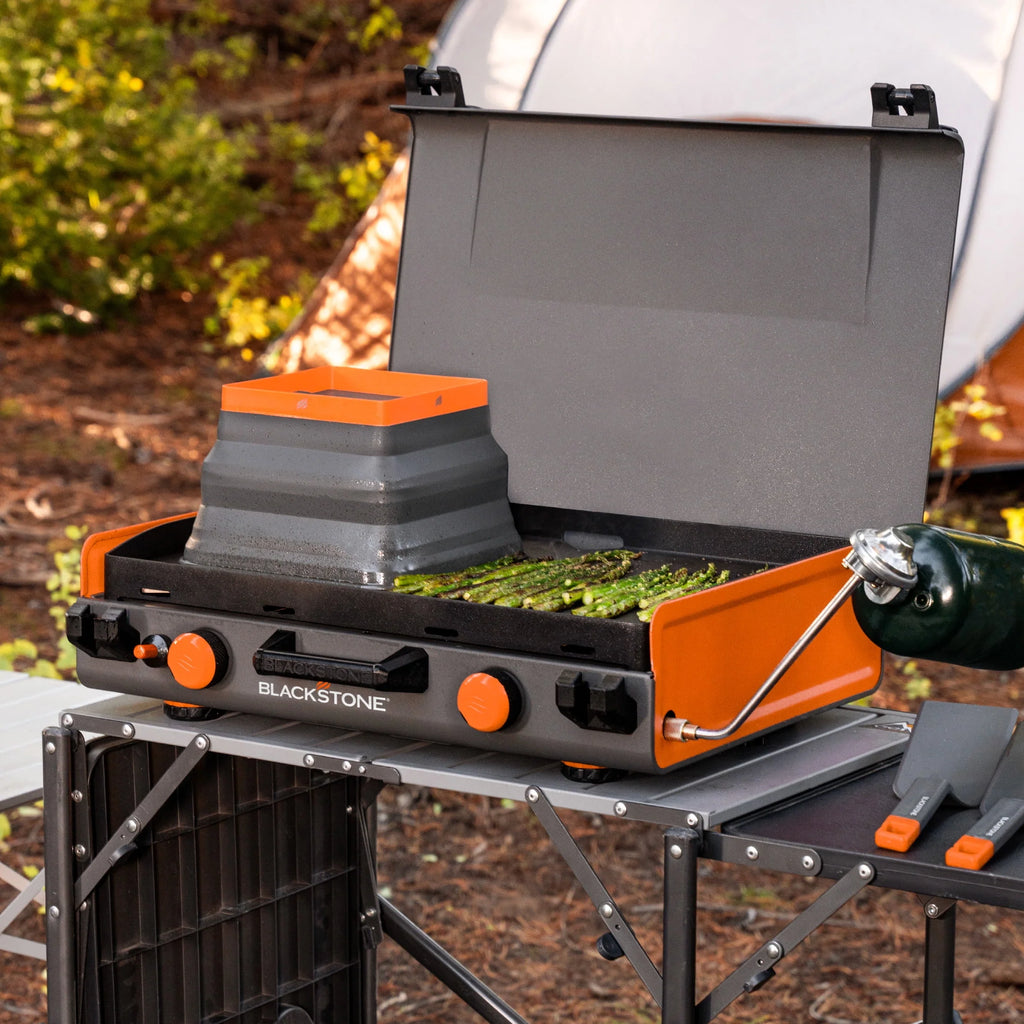 2-Burner Propane Camping Griddle with Hood and Handle O615