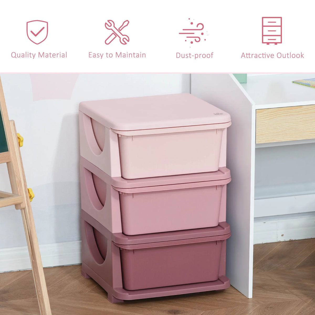 Blue 3 Tier Kids Storage Unit Dresser Tower T897332