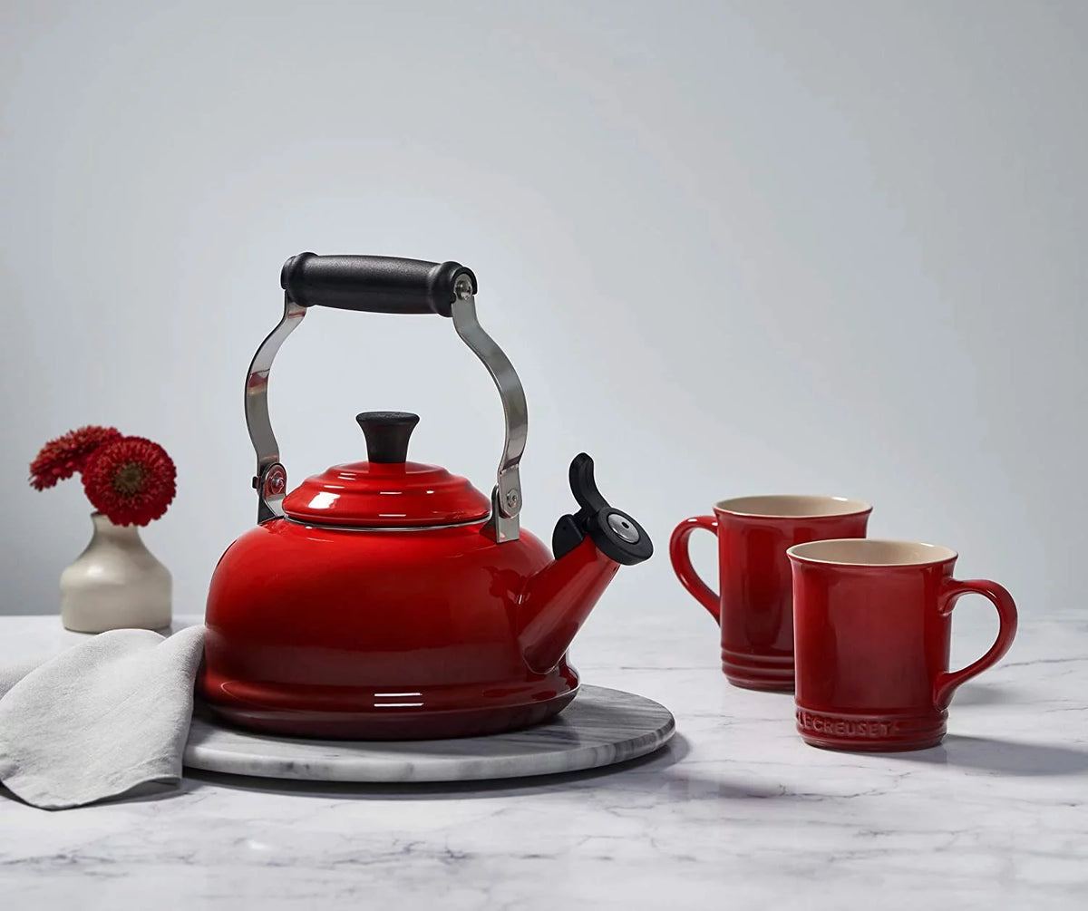 Enamel On Steel Whistling Tea Kettle, 1.7 qt., Cerise M8740
