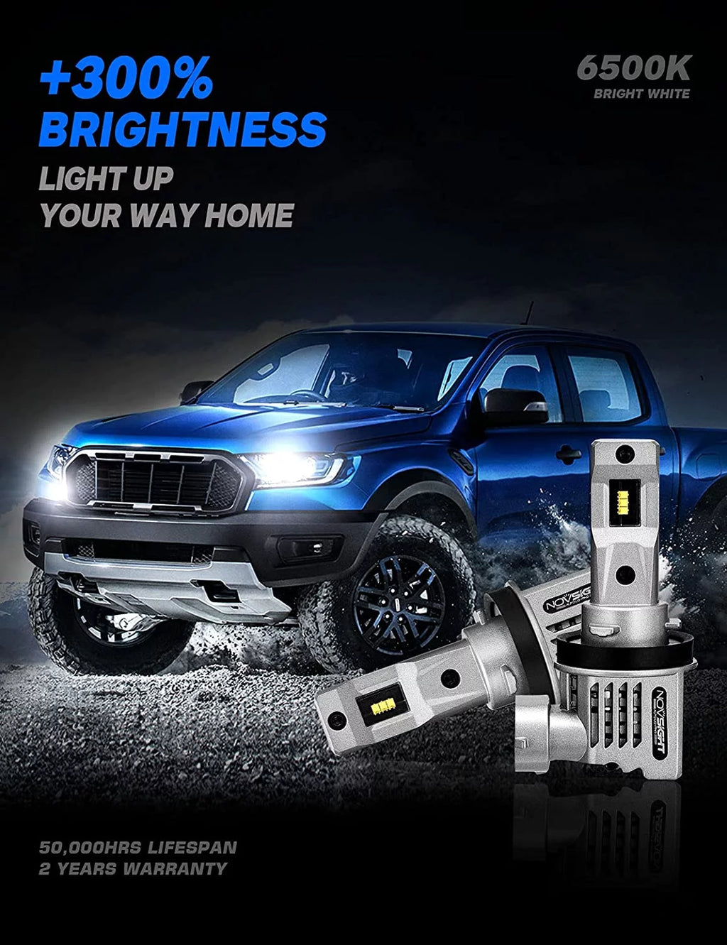 9005 9006 LED Headlight Bulbs 22000 Lumens 6500K Cool White IP68 Waterproof Q3028