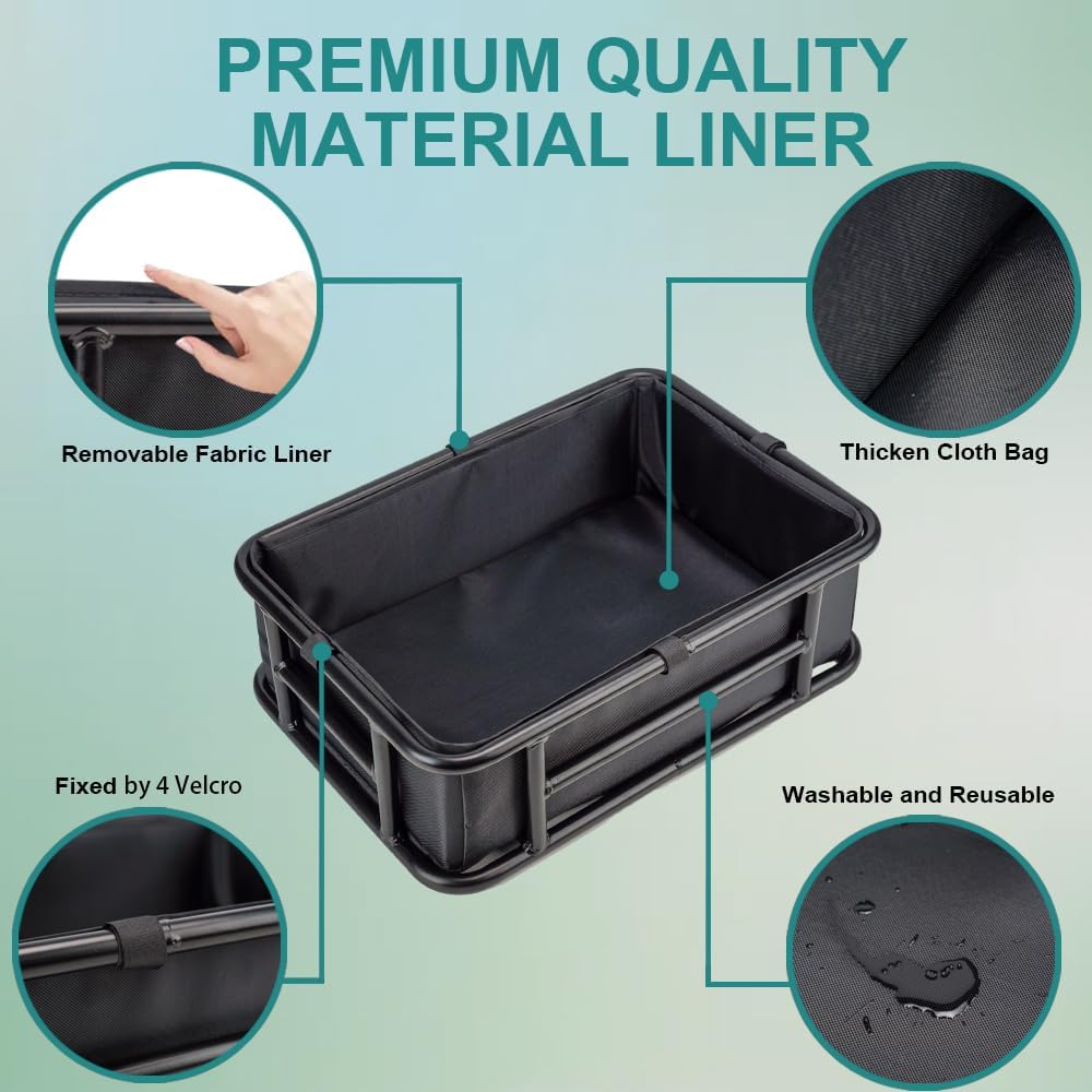 Large Rear Removable Metal Bicycle Basket with Black Liner D88745