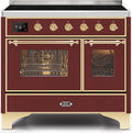 40 Induction Range with Electric Oven in Burgundy with Brass Trim N498464