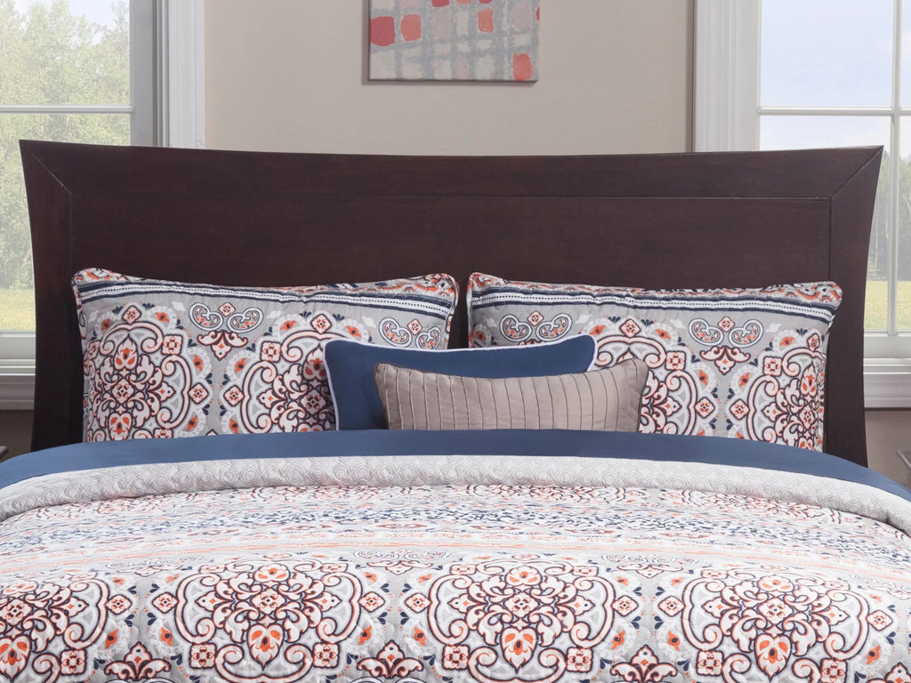 Full Low Profile Wood Platform Bed Frame with Panel Headboard C827638