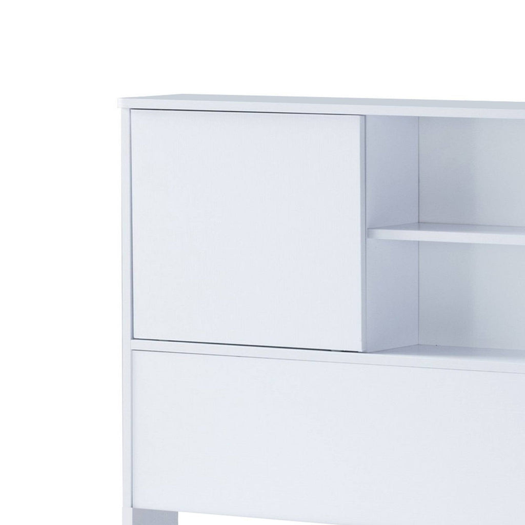 White Twin Bookcase Headboard with 2 Open Cubbies V617252