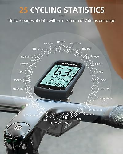 Wireless Bike Computer with Speed Cadence Sensor 2.9inch LCD Screen U44039