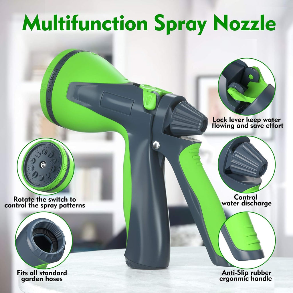100ft Expandable Garden Hose with 10 Function Nozzle and Solid Brass Fittings U4050