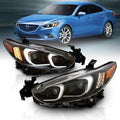 Black Projector Headlights with Glow Bar (Pair) T6150
