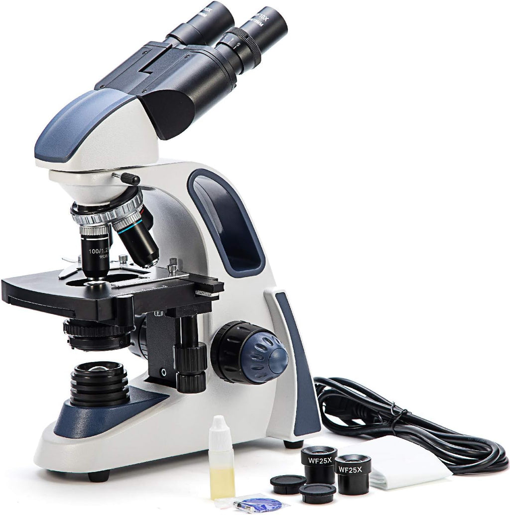 40X-2500X Binocular Compound Microscope with Wide-Field 10X and 25X Eyepieces G172092
