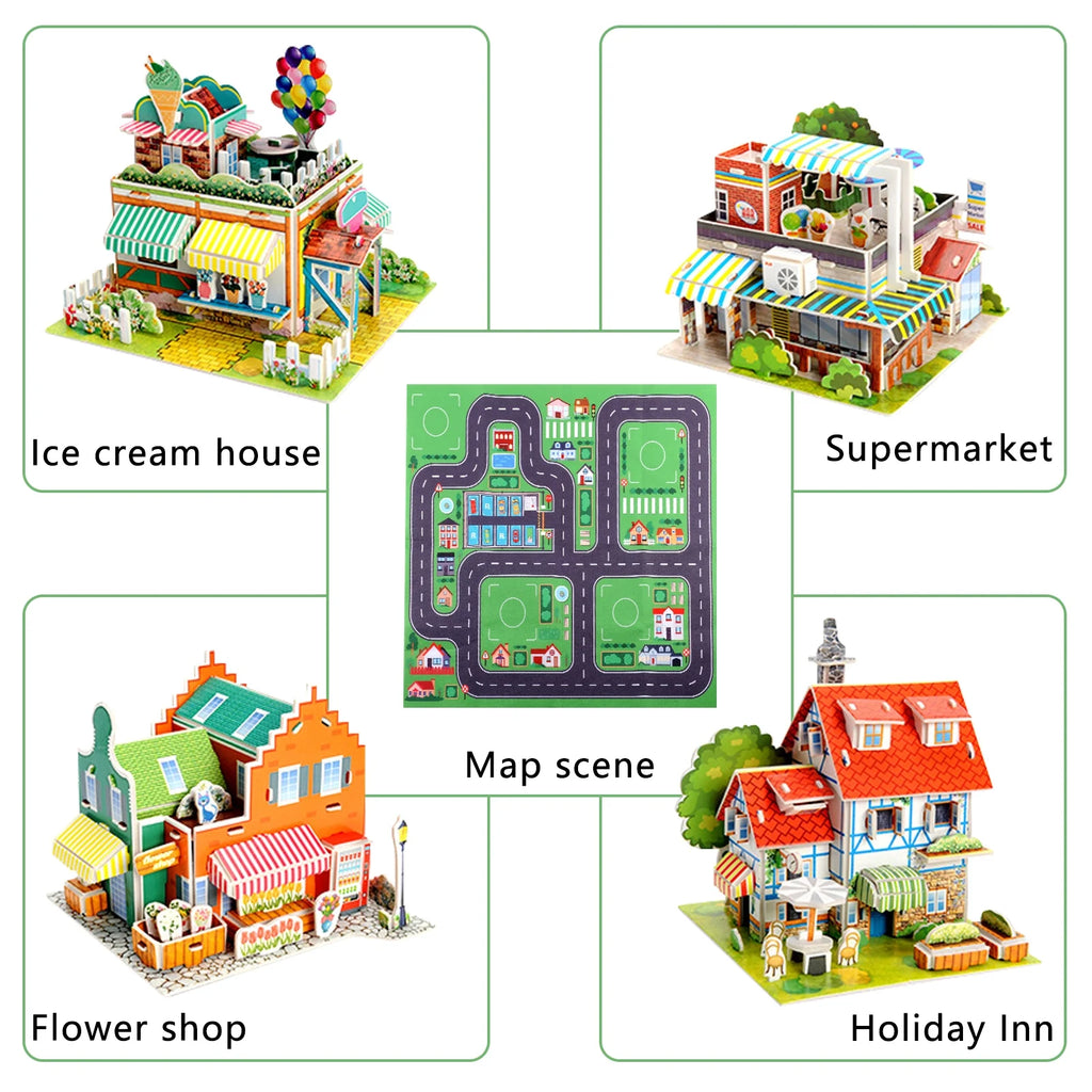 Construction Building Sets with 6 Cartoon Character Toys I1752