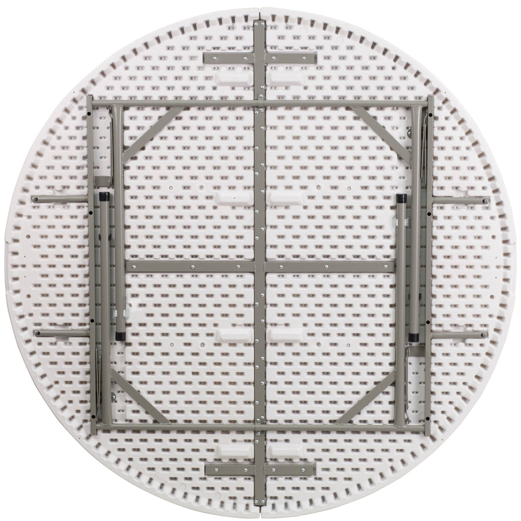 5-Foot Round Granite White Plastic Folding Table D902869
