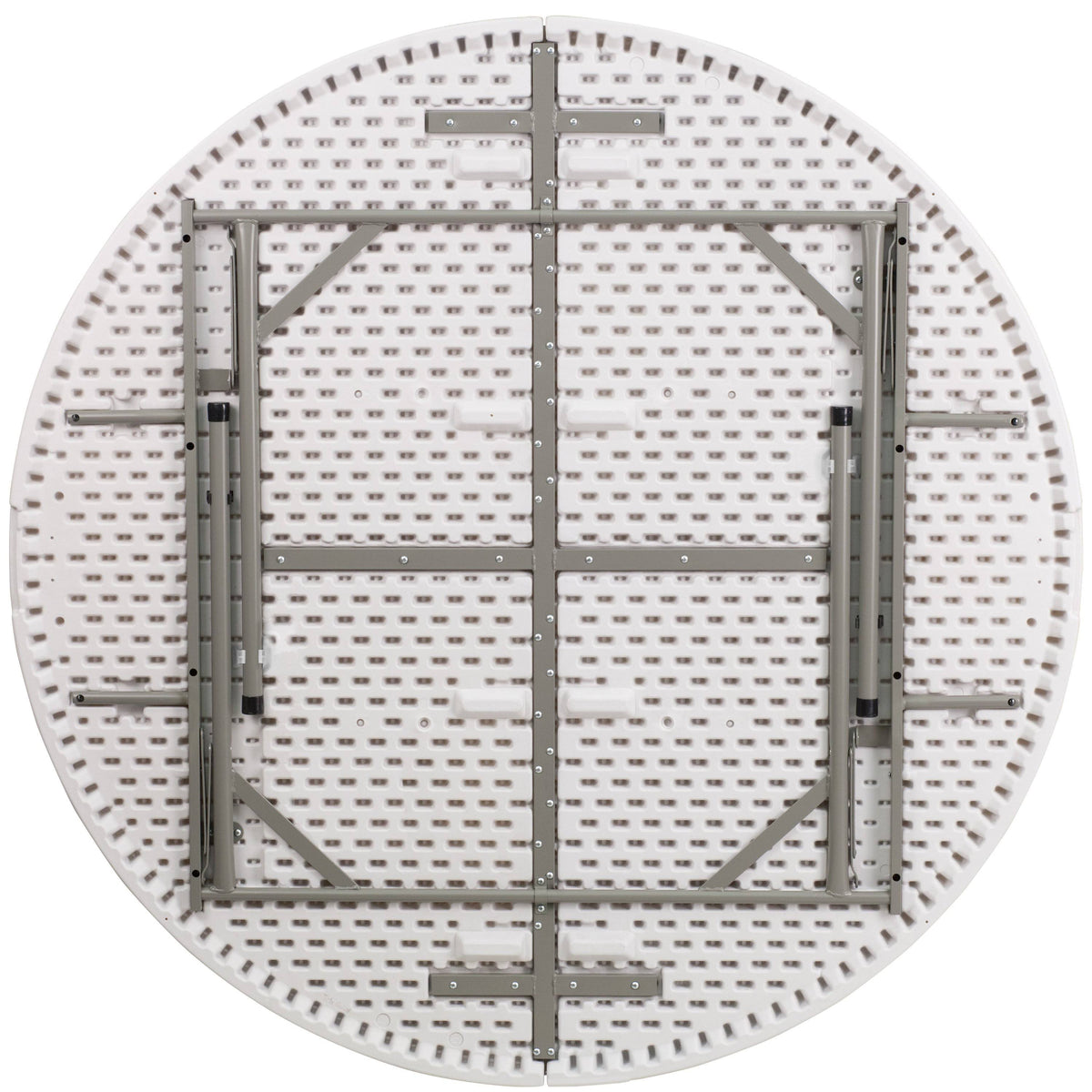 5-Foot Round Granite White Plastic Folding Table D902869