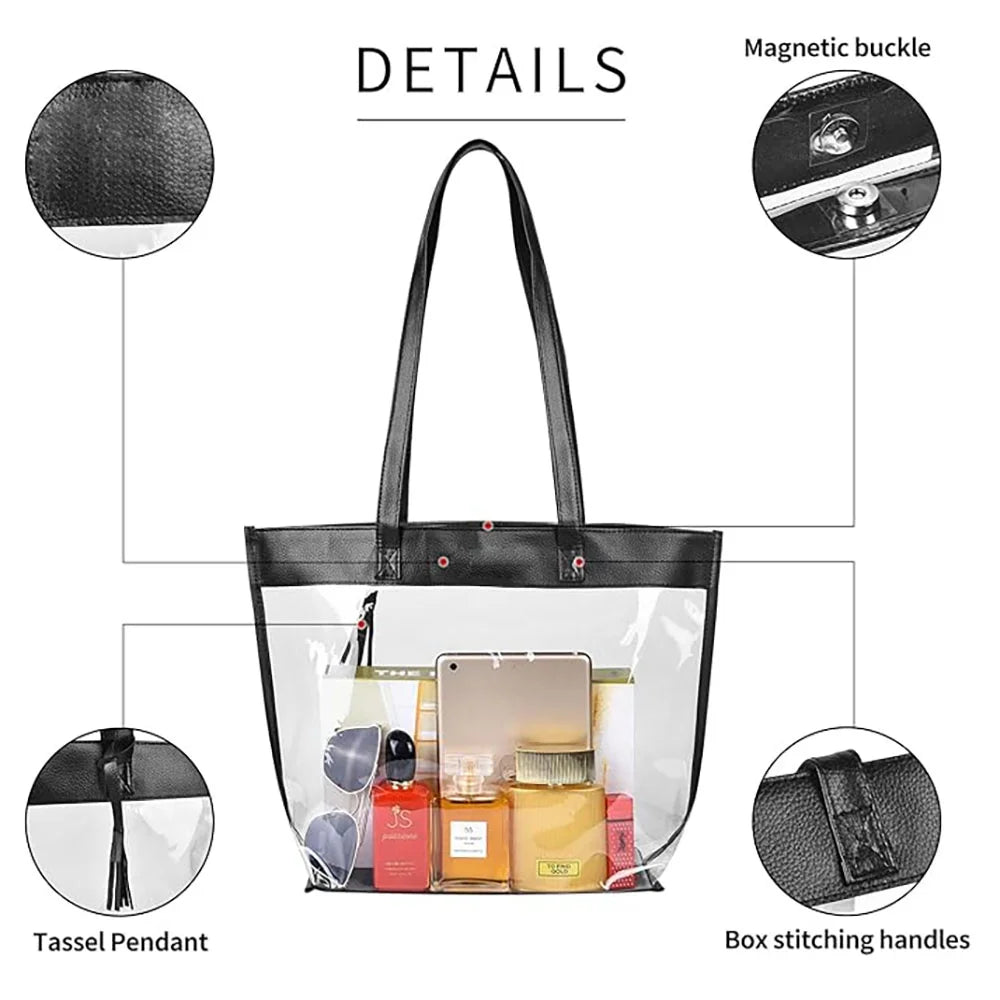 Clear Tote Bags with Magnetic Buckle Closure (1pc) B2588
