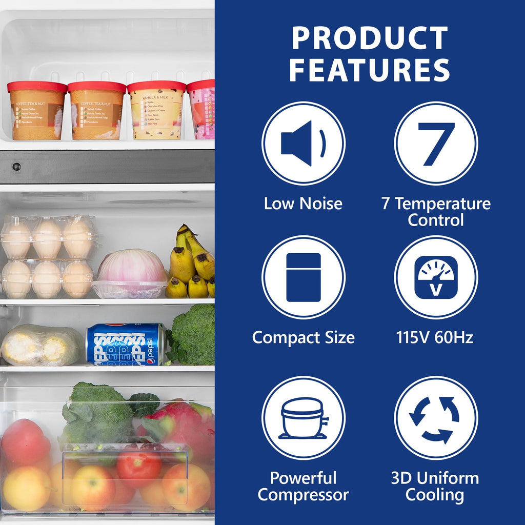 Black 3.2 Cu ft Two Door Mini Refrigerator with Freezer B277107