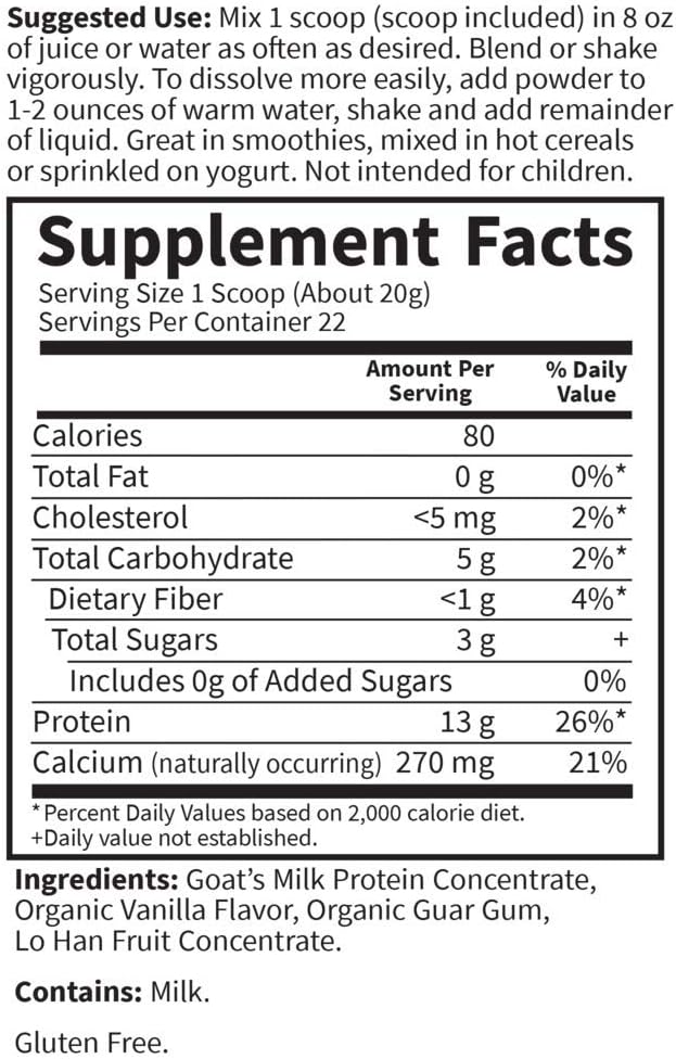 Goat Protein Powder, 22 Servings, 15.5 Ounce Pack of 2 J470