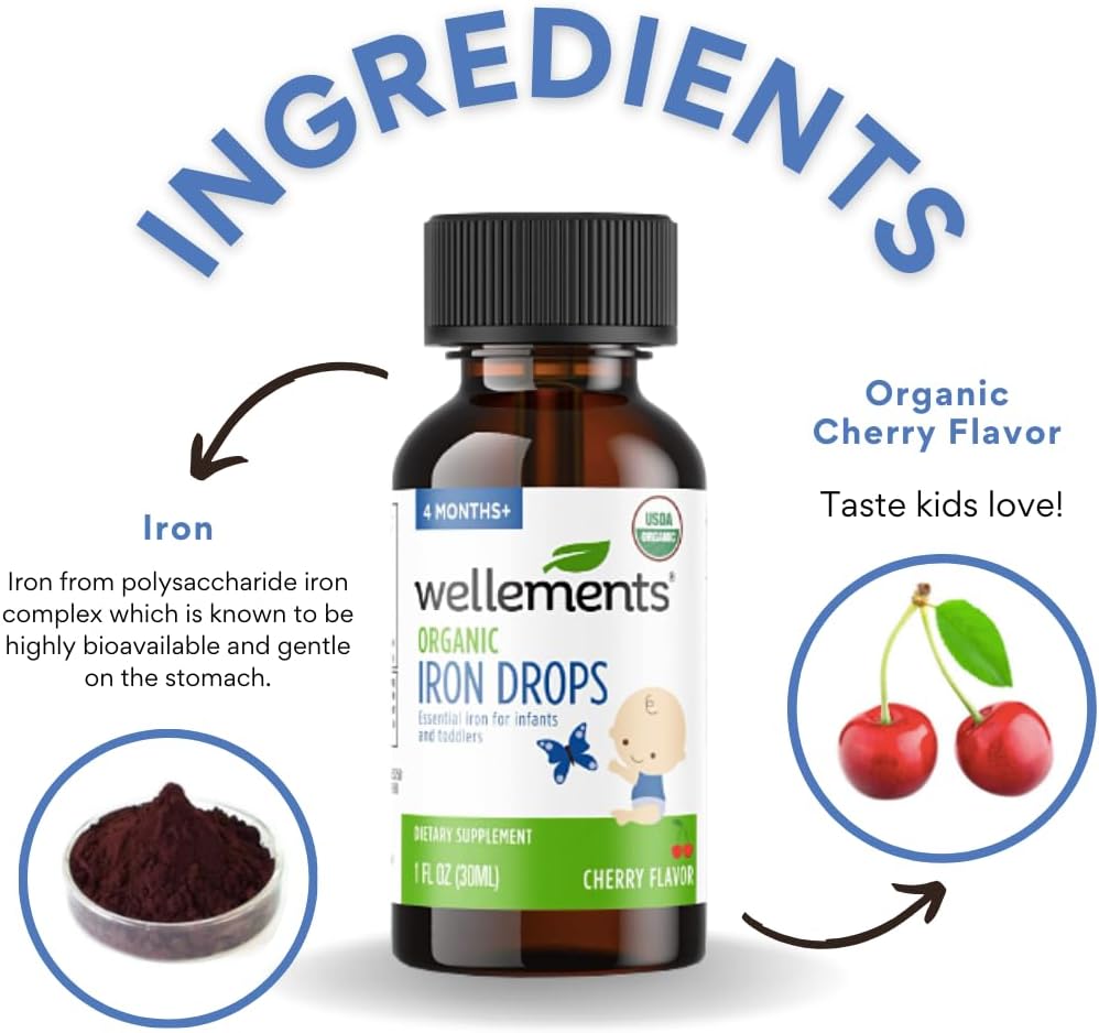 Organic Iron Drops for Babies, Cherry Flavor, 1 Fl Oz C433988