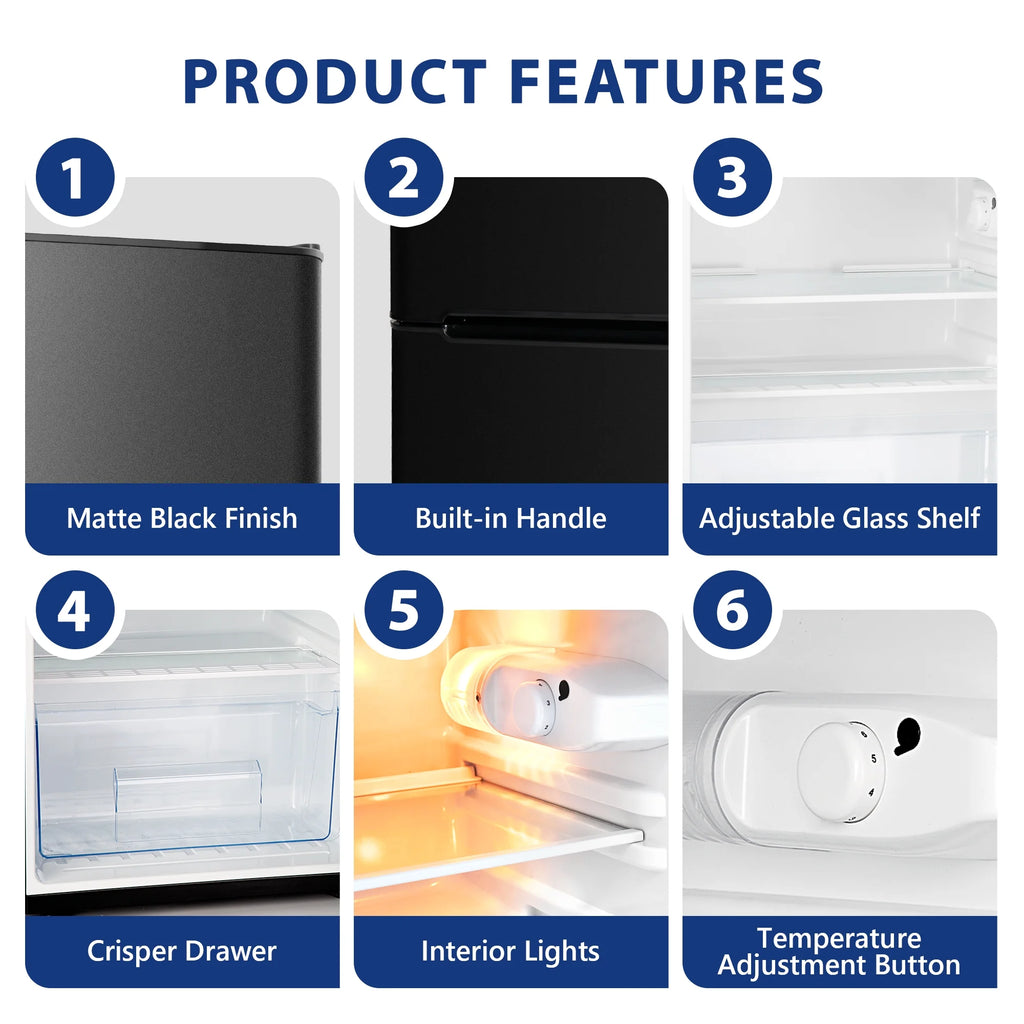 Black 3.2 Cu ft Two Door Mini Refrigerator with Freezer B277107