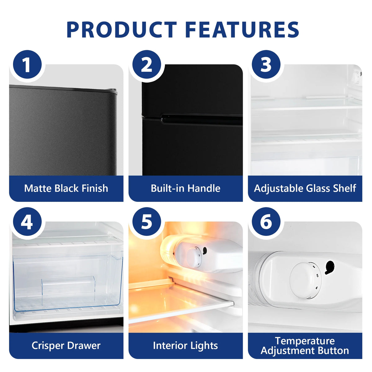 Black 3.2 Cu ft Two Door Mini Refrigerator with Freezer B277107