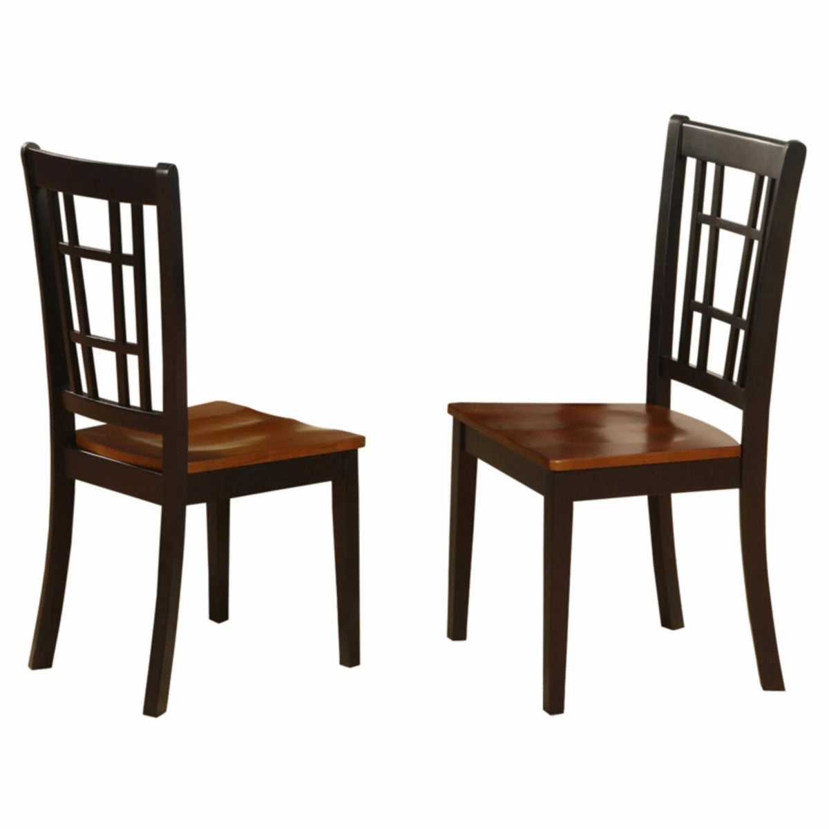 Black / Cherry Wooden Seat Dining Chair Set of 2 J13591