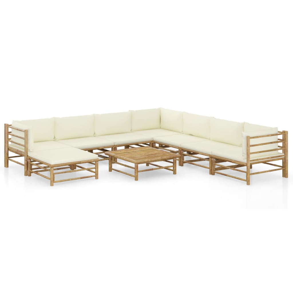 9 Piece Outdoor Sectional Sofa Set with Table Stool Bamboo C42533
