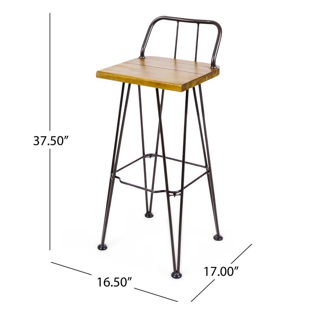 Acacia Wood Bar Set with Iron Frame L519765