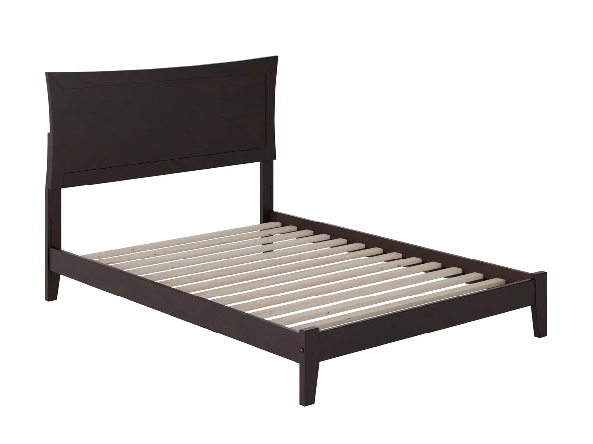 Full Low Profile Wood Platform Bed Frame with Panel Headboard C827638