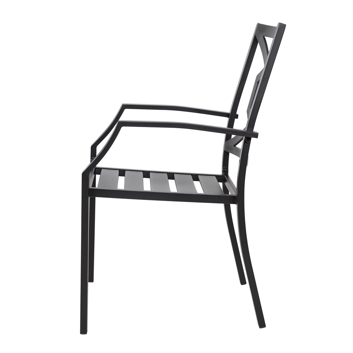 3 Piece Iron Stackable Patio Bistro Set with 2 Chairs and Round Table Black Y633230