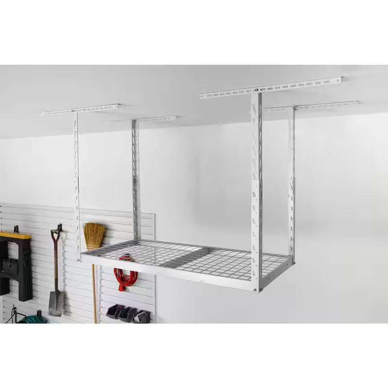 Hammered White Adjustable Height Overhead Garage Storage Rack A8569