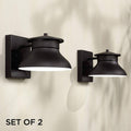 Black LED Outdoor Wall Lights Set of 2 W4618