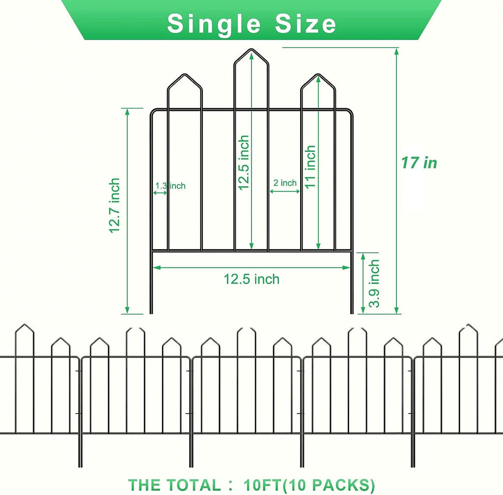 10-Panel Metal Garden Fence W7835