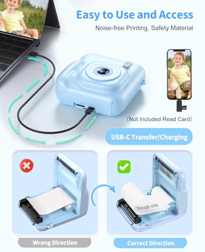 Instant Print Kids Camera 48MP 1080P with 32GB Card V8724