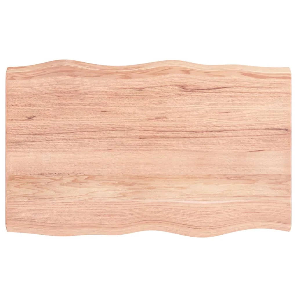 Solid Oak Wood Table Light Brown Live Edge 6.7x19.7x1.6 Inches J53280