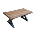 Black and Brown Wooden Coffee Table with Metal Frame Legs F6974