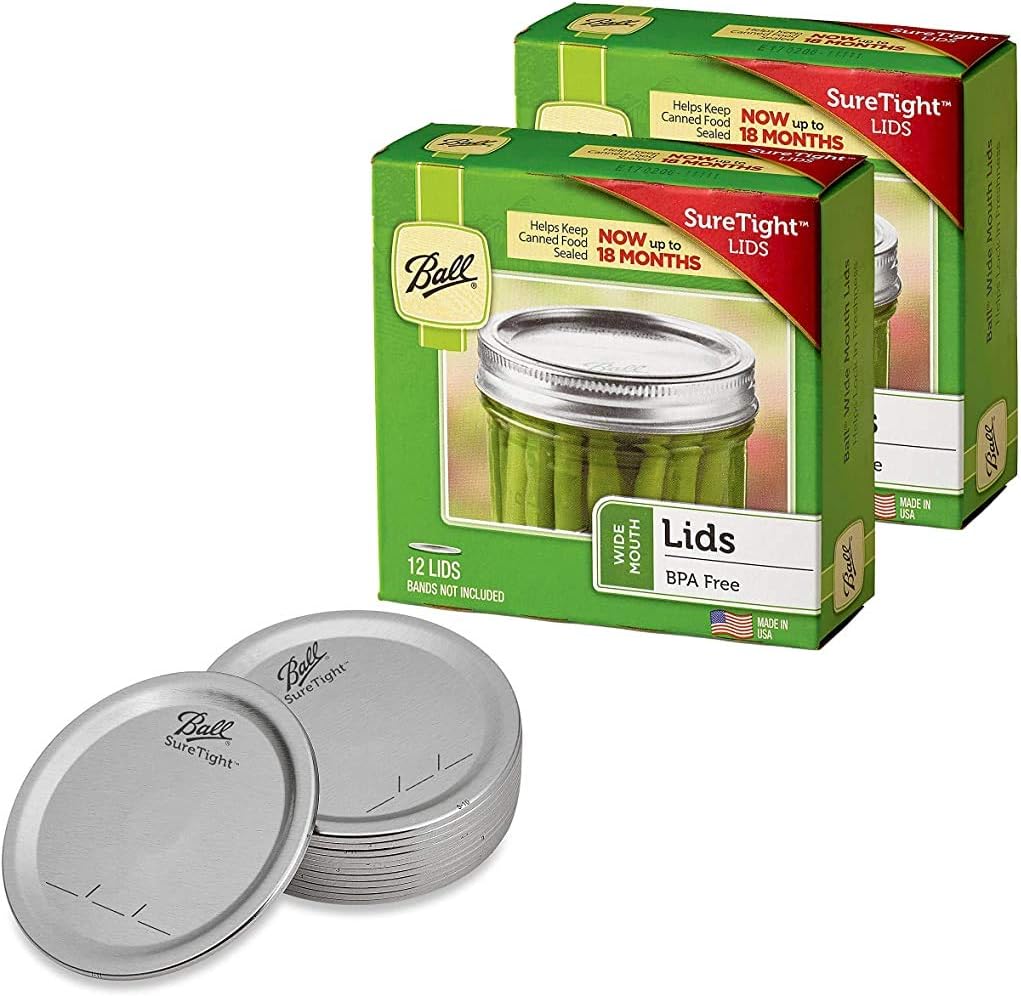 Wide Mouth Mason Jar Lids 12-Count per Pack (2-Packs Total) L53003