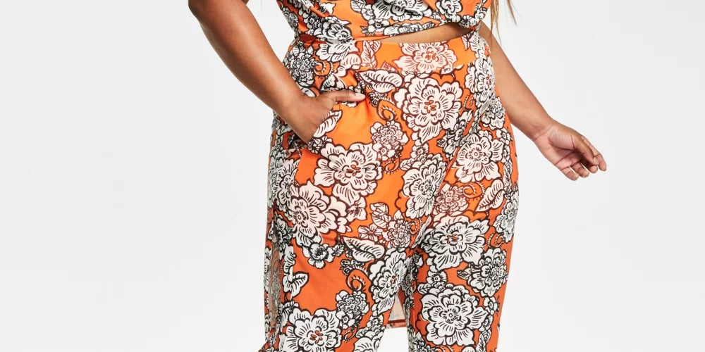 Plus Size Printed Mesh Pants L820822