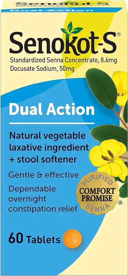 60 Tablets Natural Vegetable Laxative Plus Stool Softener Tablets B43739