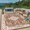 Reversible Outdoor Rug 9x12 Beige Brown S70708