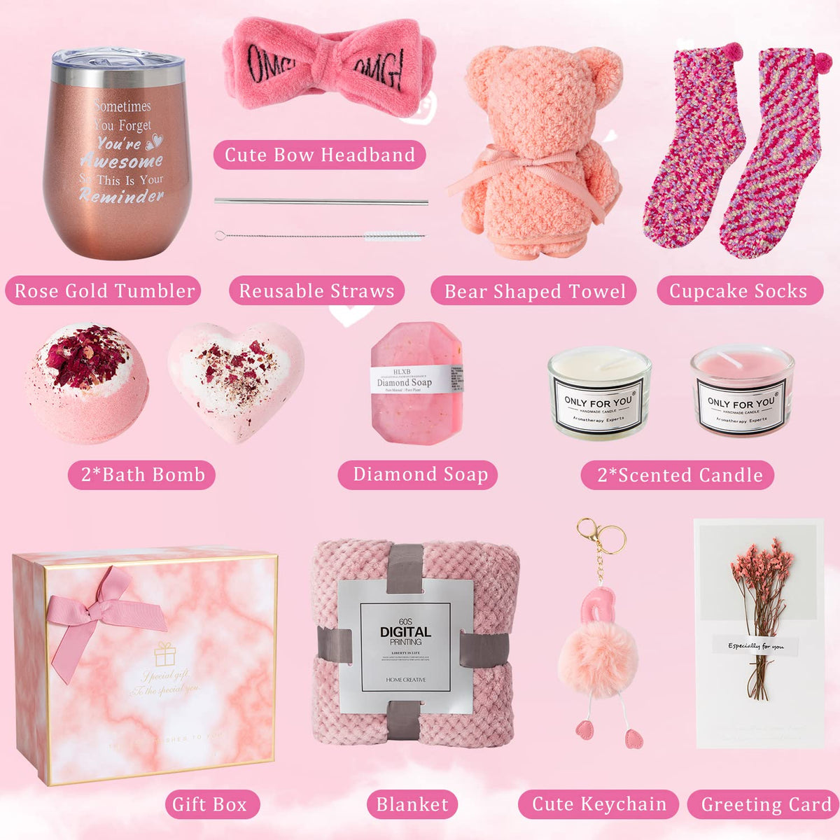 Pink Gifts Box Care Package Relaxing Set R7937