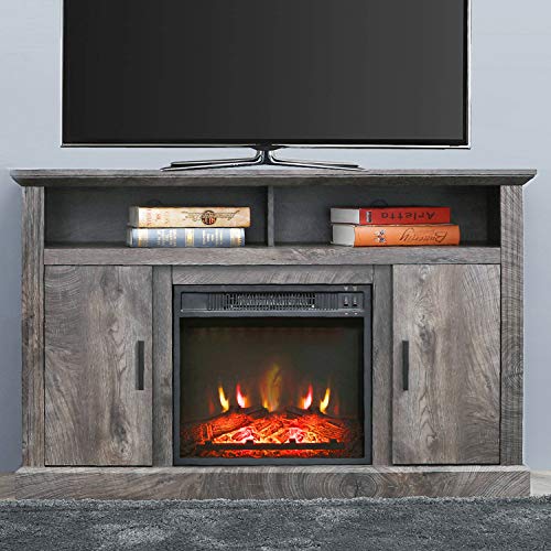 Electric Fireplace TV Stand Entertainment Center Corner Fire Place Heaters Tv Console for TVs up to 42" Wide, Rustic P902410