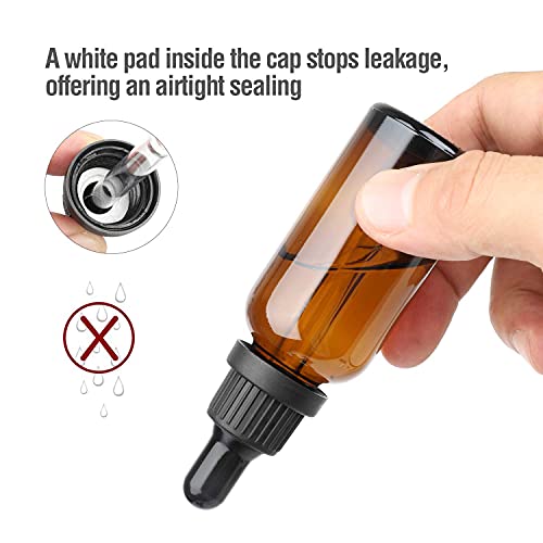 4 X 50ml Amber Glass Dropper Bottle with Glass Pipette K3140