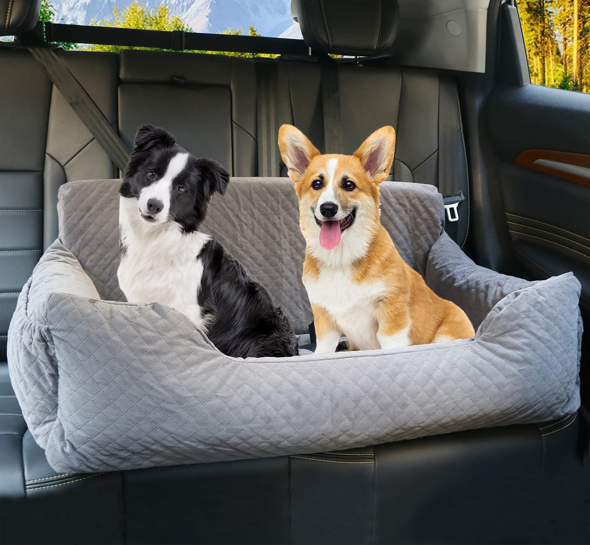 Black Pet Booster Back Seat Bed with Storage Pocket F78326