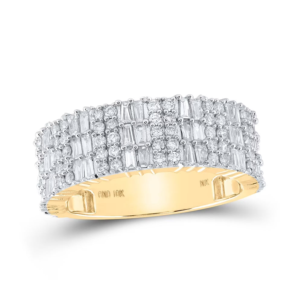 10kt Yellow Gold Baguette Diamond Round Band Ring O341
