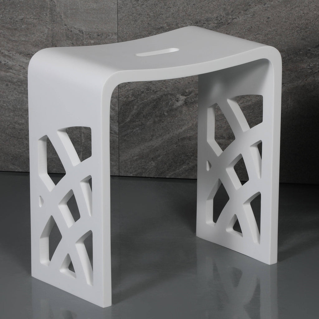 White Matte Bathroom Shower Stool J777823