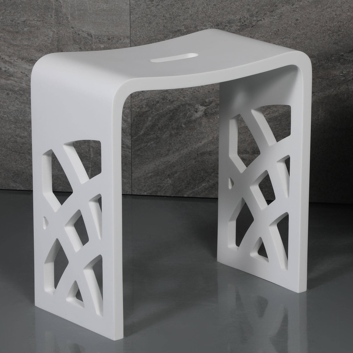 White Matte Bathroom Shower Stool J777823