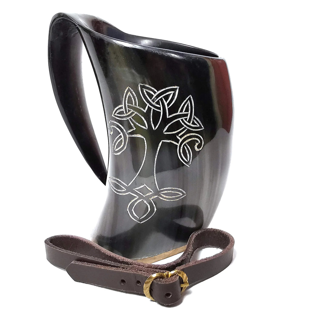 Viking Drinking Horn Tankard with Leather Strap 600ML V35233