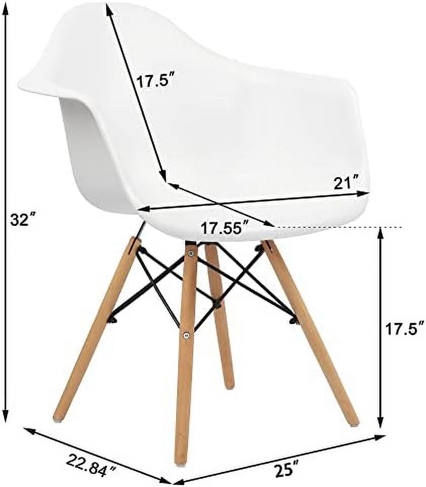 White Set of 4 Plastic Dining Chairs with Wood Legs J297605