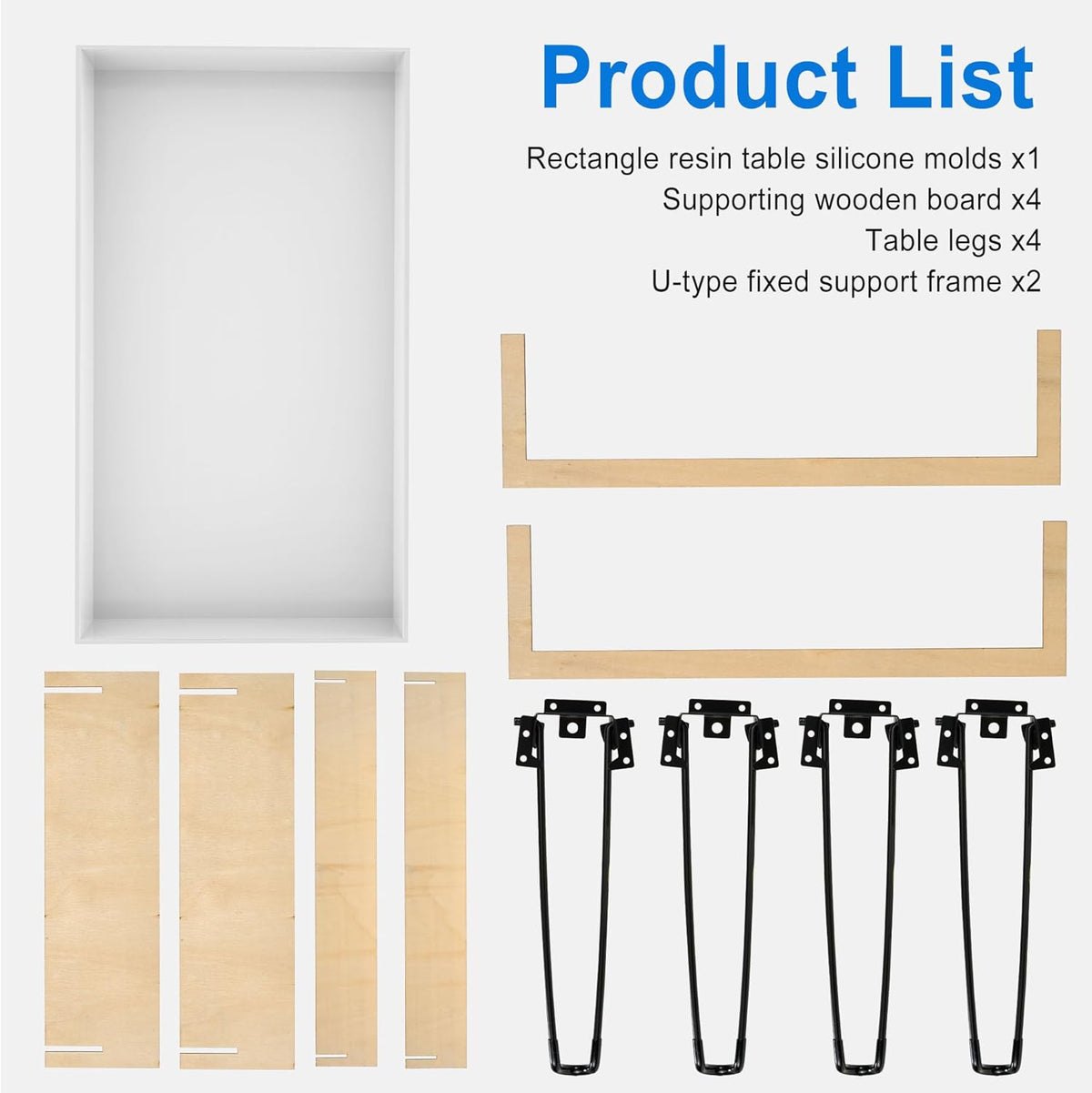 Large Rectangle Resin Table Molds 23.7X11.81 inch Epoxy Resin Table Mold Silicone Molds with 4 Table Support Legs N49787