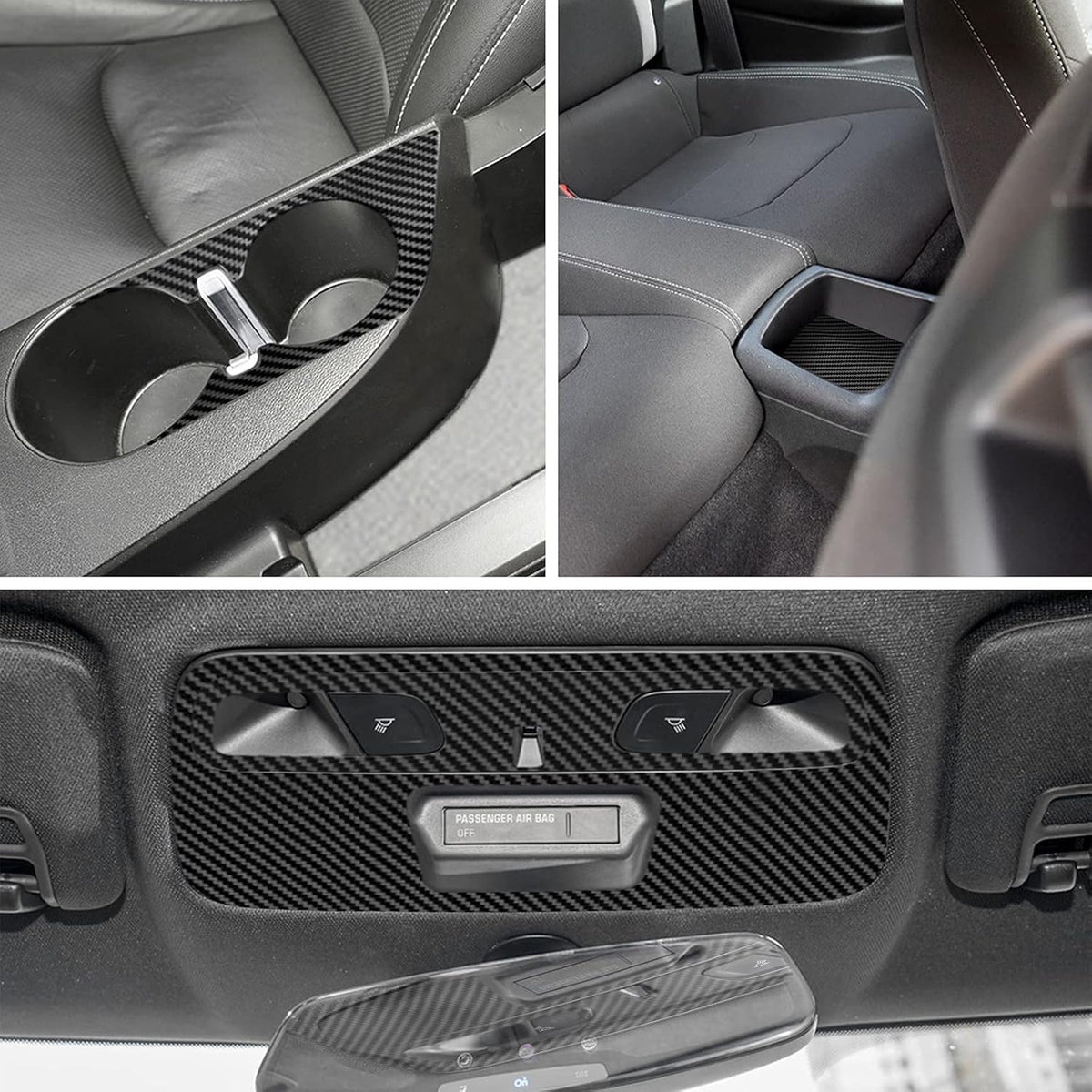 Carbon Fiber Texture Vinyl Wrap Center Console Dashboard Cover Interior Protective Decoration Accessories Sticker 28PCS Black N12059
